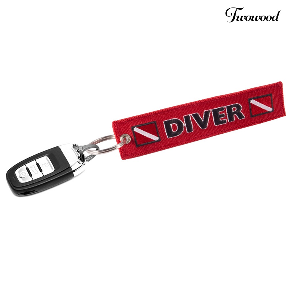 Twowood Gantungan Kunci Motif Tulisan CAUTION DIVER
