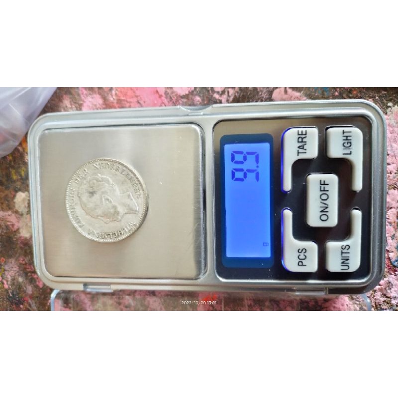 Koin antik/kuno perak wilhemina koningin 1 G, barang asli, bukan replika