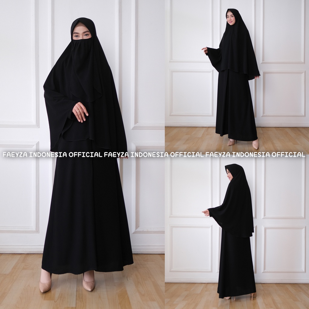 Gamis Hitam Jetblack Elona Maxy Dress Set Jilbab Free Cadar Original By Faeyza Longdress Busana Muslimah