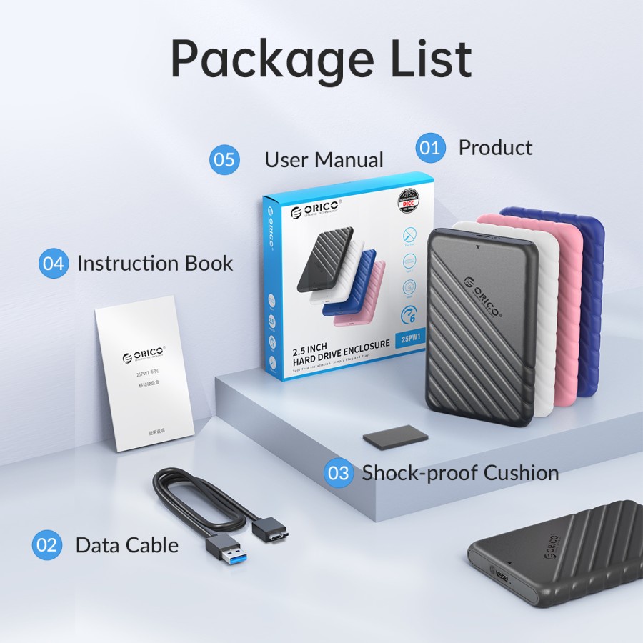 Orico 25PW1-U3 Casing SSD / Harddisk Enclosure 2.5&quot; USB 3.0 SATA III