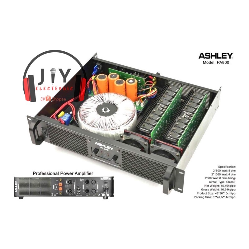 Power Ashley 2 Channel Class H PA800 PA-800 PA 800 Original