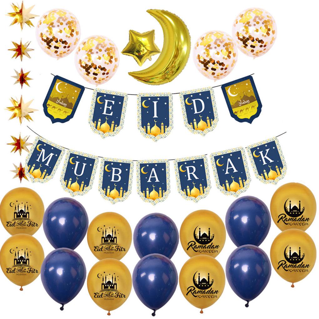 Dekorasi Balon Latex Kertas Banner Pesta Liburan Gantung Dinding Bulan Liontin Set Reusable Rumah Tangga Indoor Outdoor