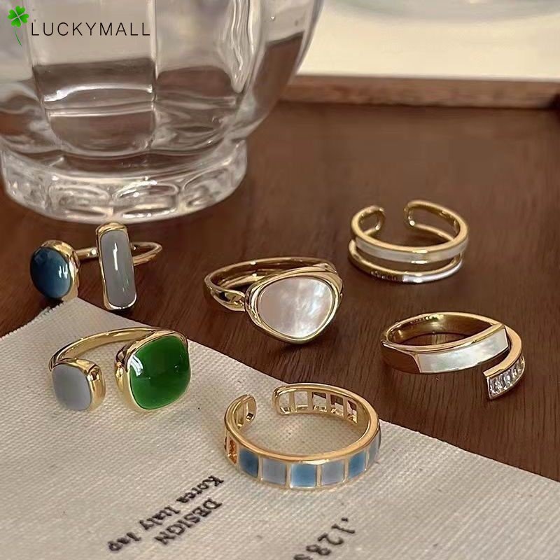 Cincin Batu Opal Moonstone Bentuk Persegi Tidak Teratur Untuk Wanita