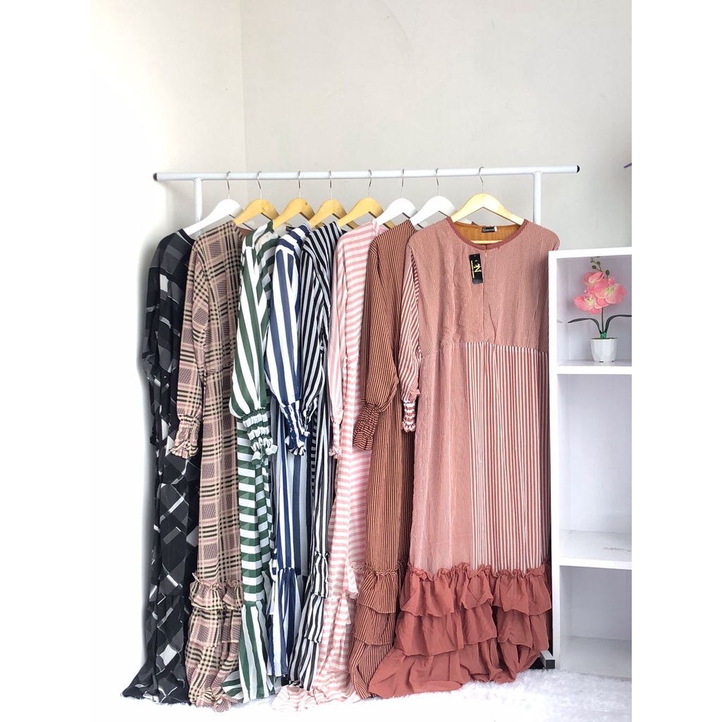 GAMIS CERUTY PREMIUM MOTIF SALUR RAMPEL BAWAH