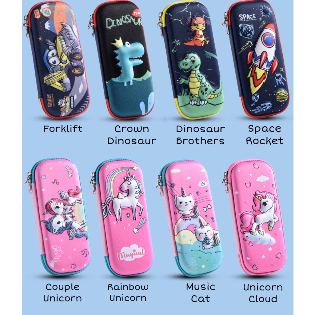 

D3W! INDOLAPAK (KP01) Tempat Kotak Pensil Motif Kartun Karakter Unicorn 3D Bahan EVA Untuk Anak