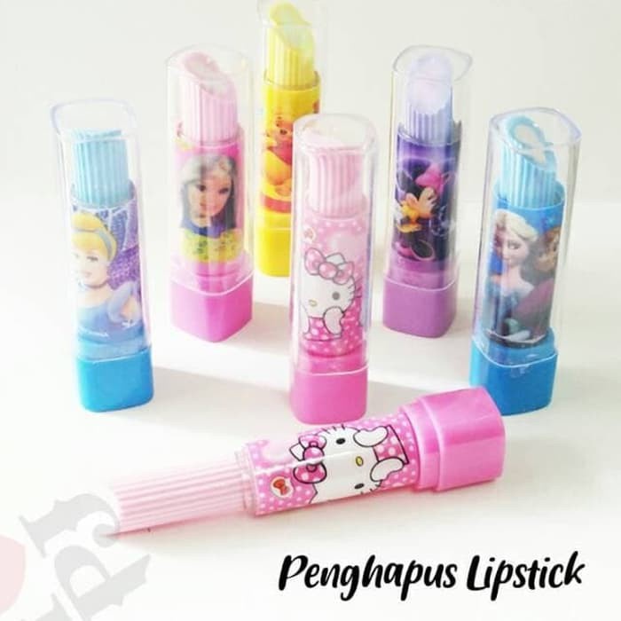 PENGHAPUS KARAKTER LIPSTIK DENGAN TUTUP / PENGHAPUS MOTIF / ALAT TULIS LUCu