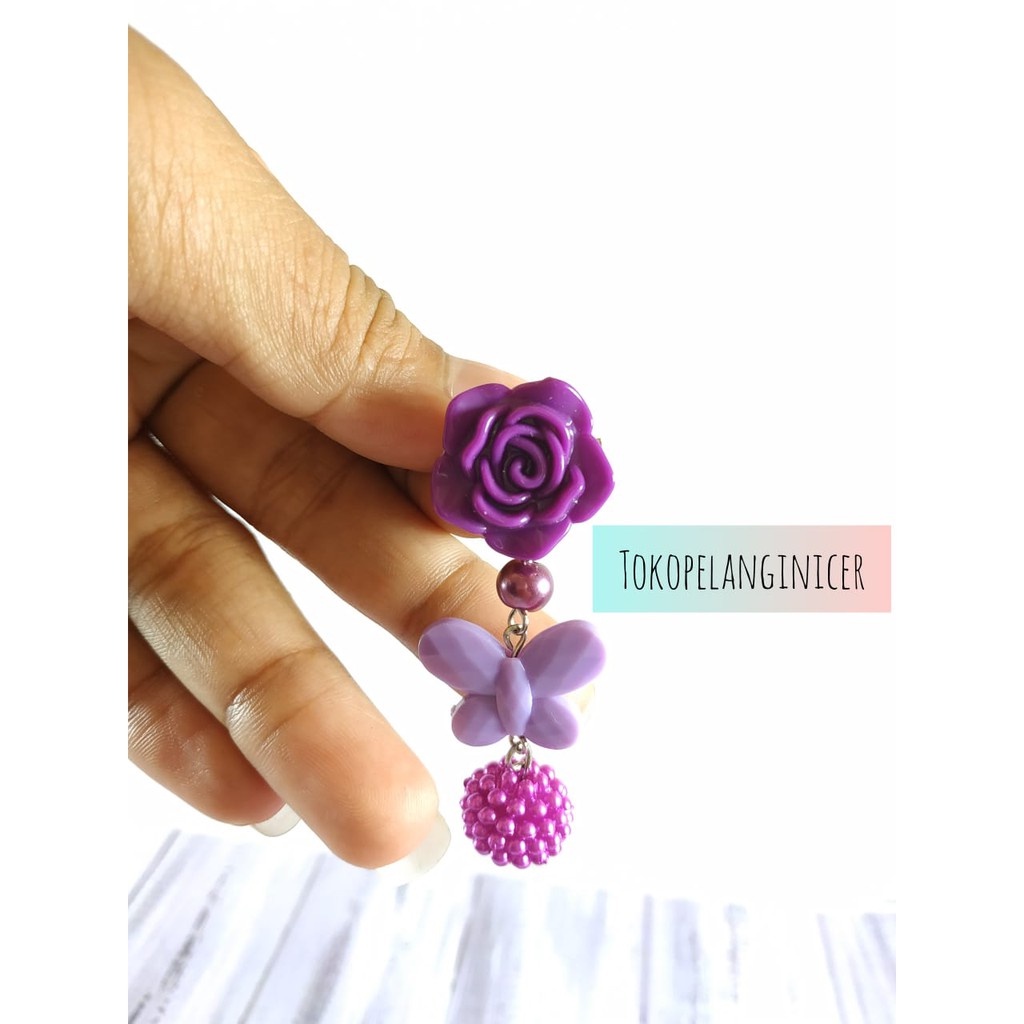 Bros Dagu Hijab Resin Mawar Juntai Manik Berry Imut By Tokopelanginicer