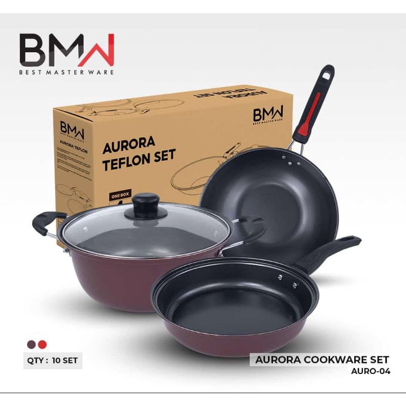 cookware set aurora bmw / panci set teflon wajan serbaguna
