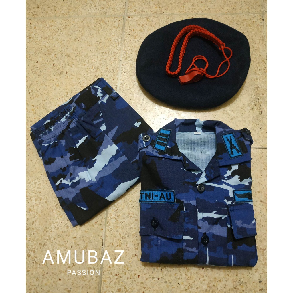 Seragam Anak TNI - Stelan Anak TNI - Seragam Stelan Anak PDL TNI AU - Baju Celana Anak TNI Loreng AU