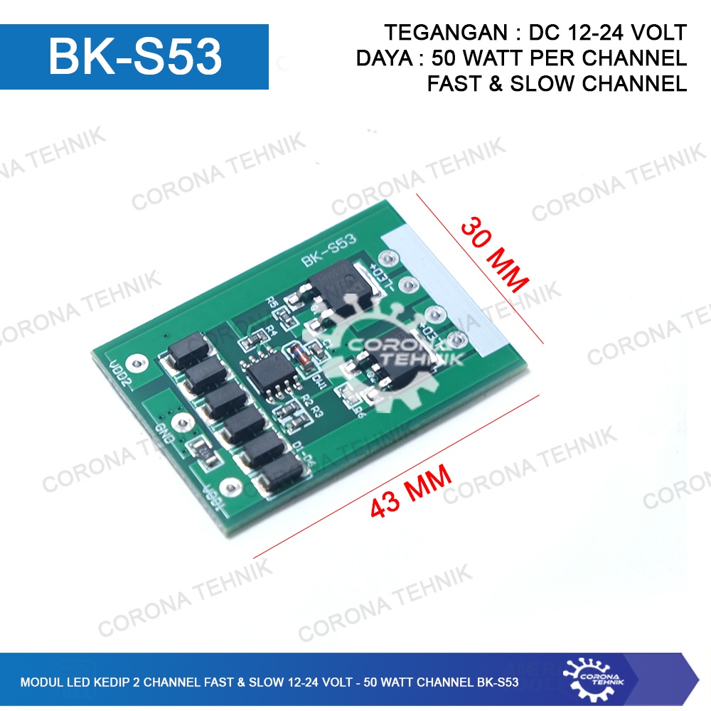 Modul + Saklar - Modul LED 2 Channel Fast &amp; Slow 12-24 Volt - 50 Watt Channel BK-S53