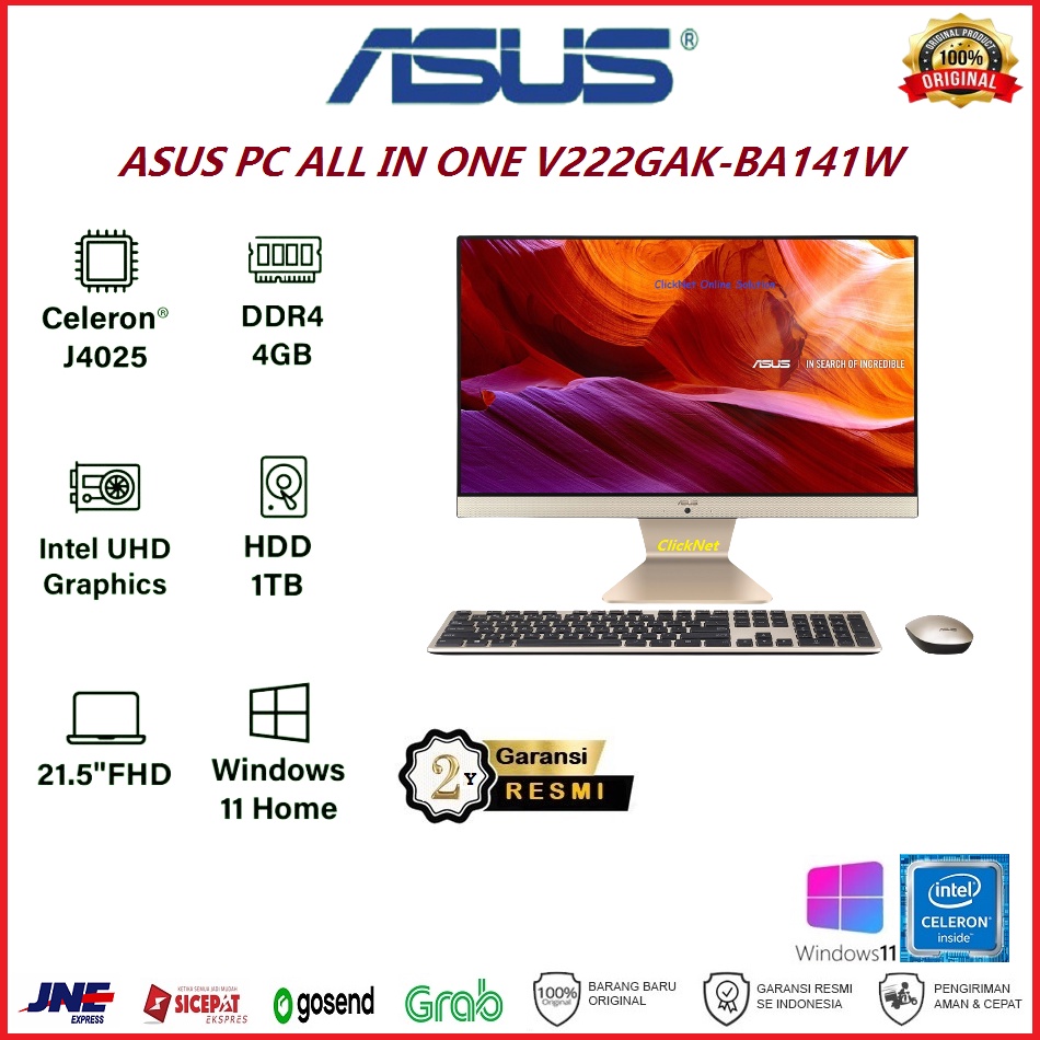 ASUS PC AIO V222GAK-BA141W Intel J4025 4GB RAM 1TB HDD FHD WIN 11