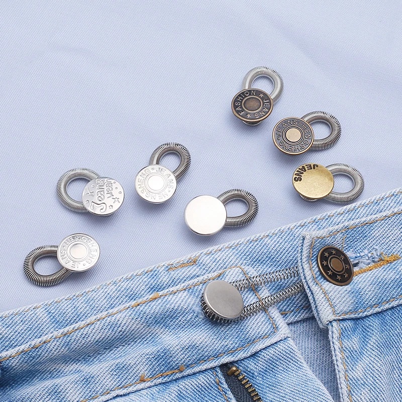 [Grosir] Warna Solid Halus Spring Waist Expanding Button Adjustable Waist Button Pinggang Expanding Spring Buckle Adjustment Button