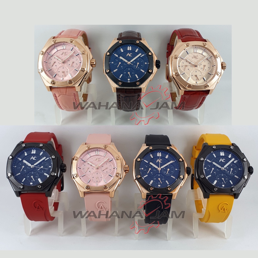 Alexandre Christie AC 9601 BF / Jam Tangan Wanita AC9601 Collection Karet Rubber Kulit Multifungsi