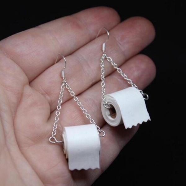 Anting Kait Gantung Desain Tisu Toilet Gaya Eropa / Amerika Higienis Untuk Wanita