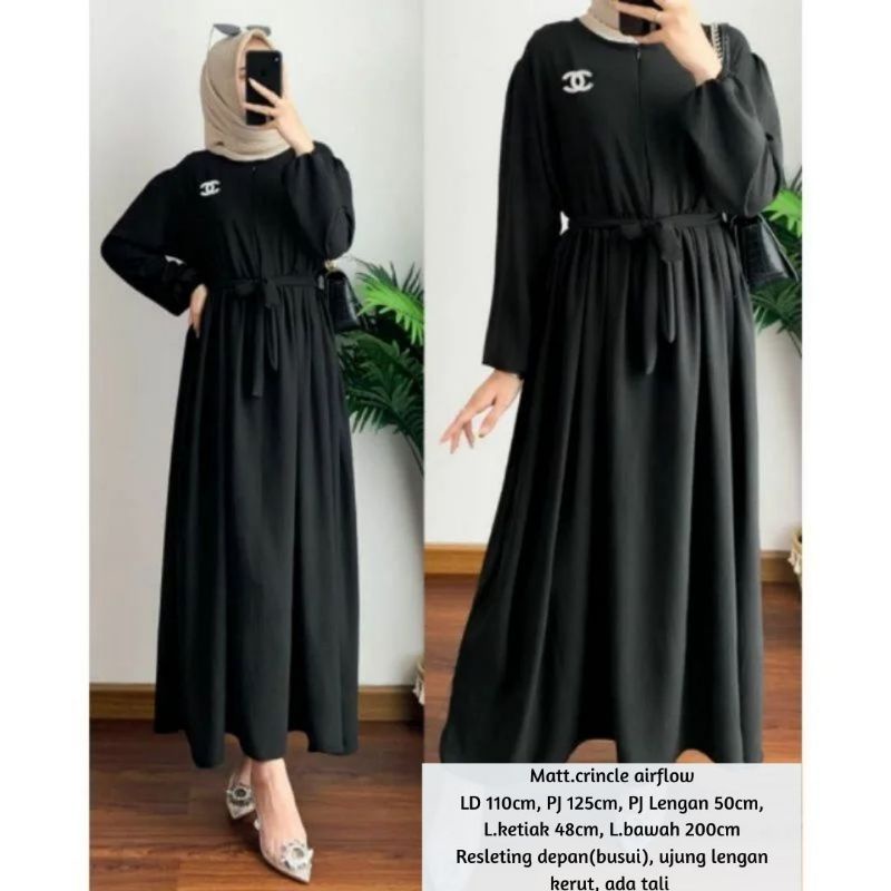 BAVINA MIDI DRESS CRINCLE AIRFLOW / MIDI DRESS MUSLIM / DRESS WANITA KEKINIAN