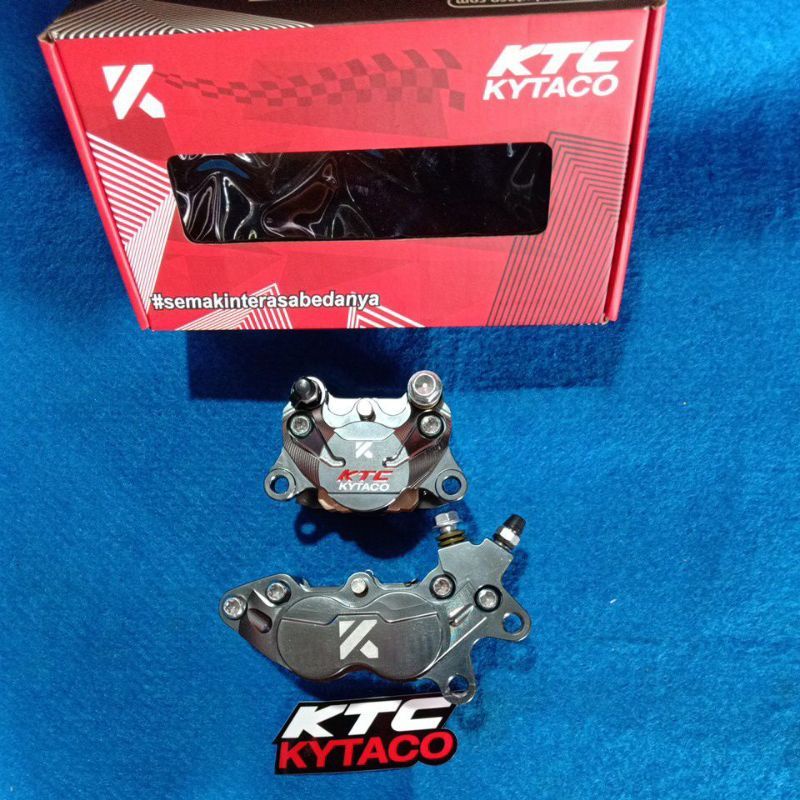 kaliper ktc kytaco set depan belakang universal  buat rubahan ada black gold red utk depannya 4p besar dan Belakang 2p besar Original by ktc kytaco