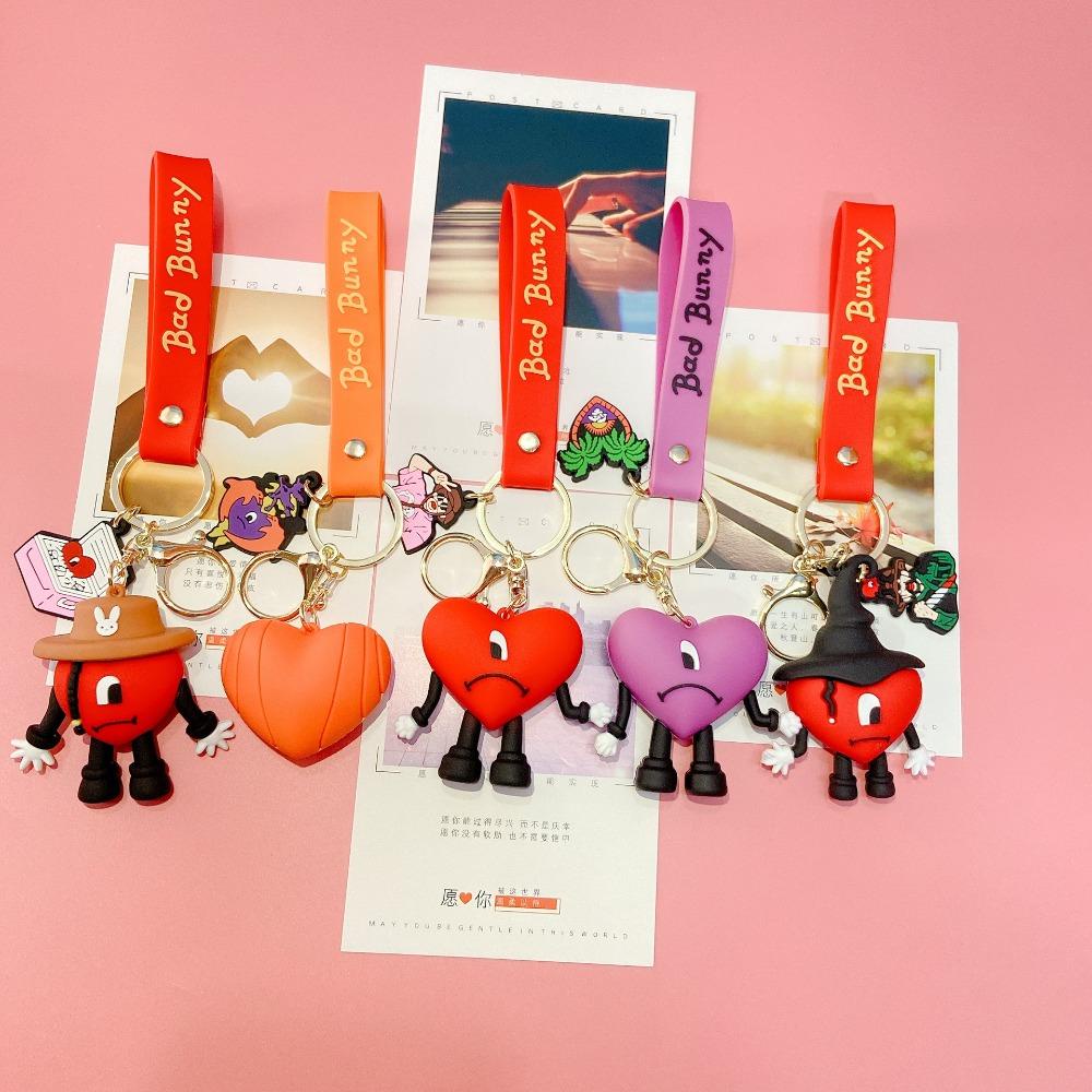 Lanfy Bad Bunny Keychain Lucu Kreatif Untuk Teman Gantungan Kunci Hadiah Gantungan Kunci Mobil Cinta Merah Hati Hadiah Kunci Gesper Key Lanyard