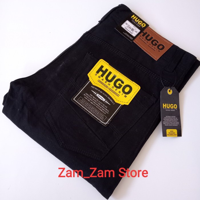 celana panjang chino standard hugo kanvas PREMIUM pria - 29, Hitam(P6J7) CELANA CHINOS PANJANG KOLOR