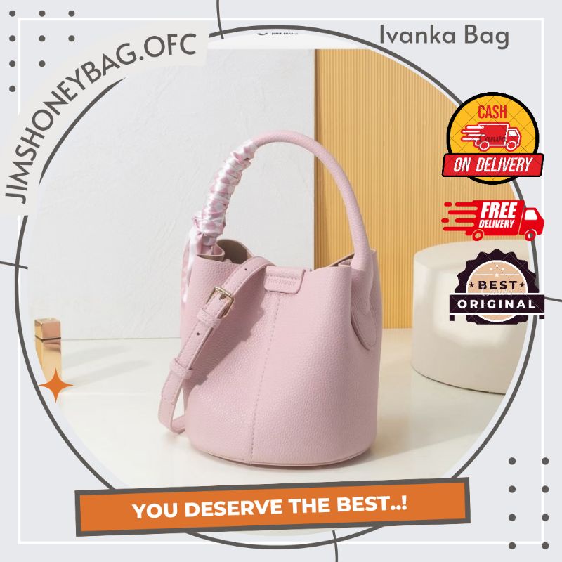 TAS SELEMPANG SLING HAND BAG KULIT WANITA MINI BUCKET TABUNG PITA SIMPLE LUCU CUTE POLOS BRANDED MEW