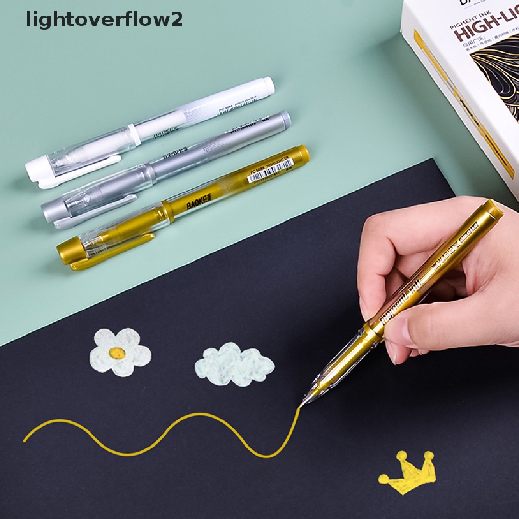 (lightoverflow2) Spidol Permanen 1.0mm Anti Air Bahan Metal Warna Putih / Gold / Silver Untuk Resin / Kerajinan DIY