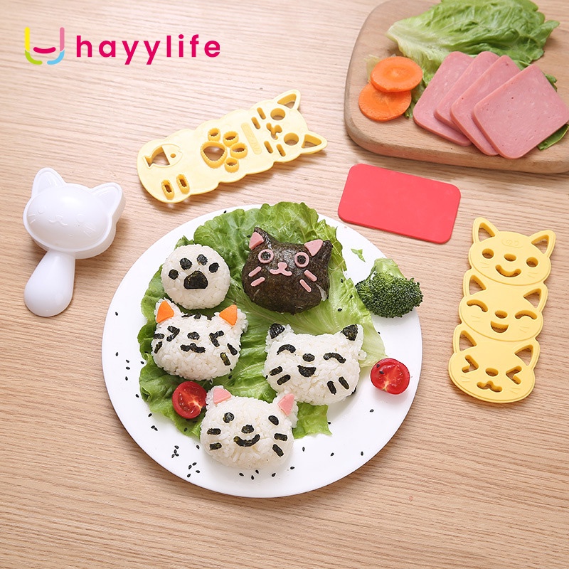 SOOKA Cetakan Nasi bentuk kucing- Cetakan Nasi bentuk Kucing Set Lucu Sushi Kartun Bento Mold cetakan Dapur HL-ABA759