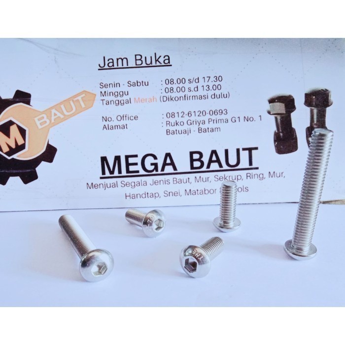 Baut L Button Stainless M6 x 12 - baut l m6x12