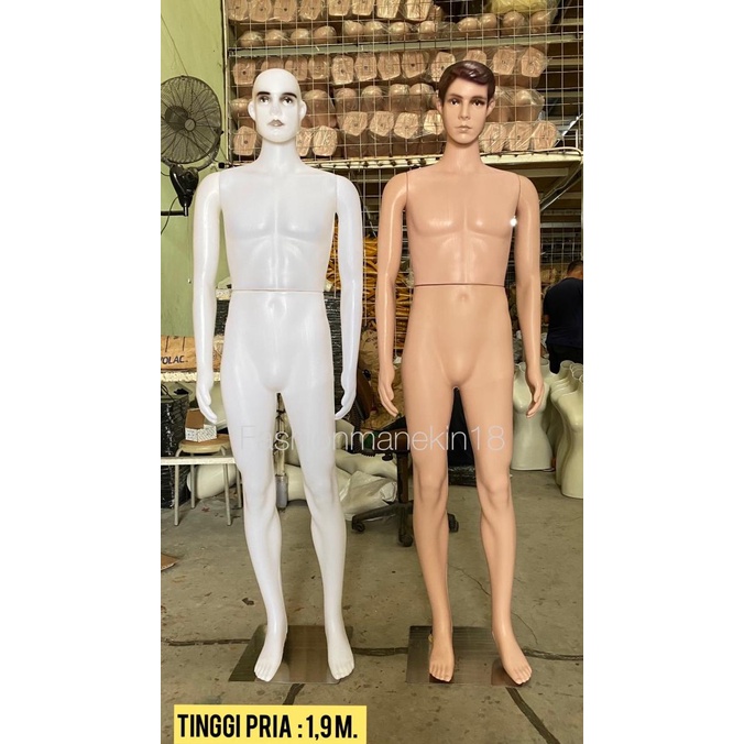 Manekin Fullbody Pria Dan Wanita Dewasa Bening- 2 Model Kepala Manekin