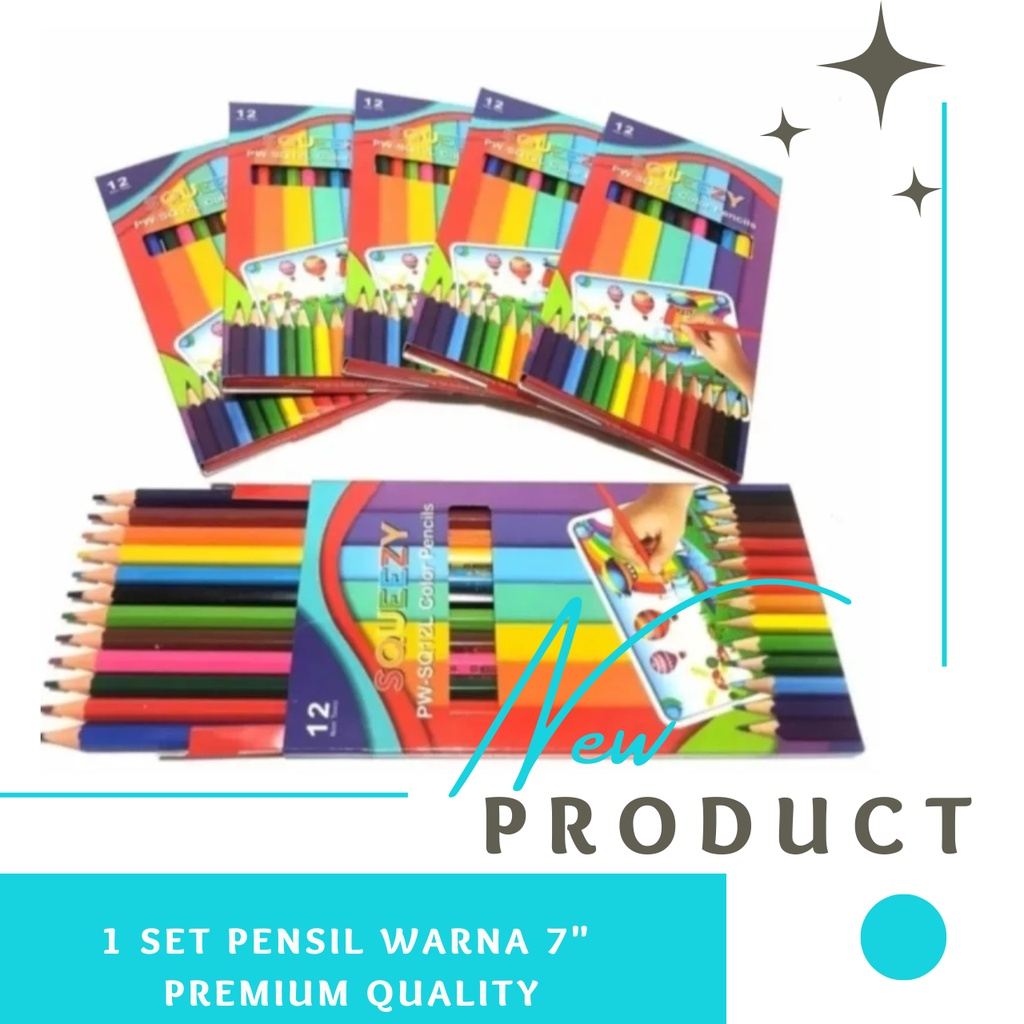 

1 SET 12 WARNA PENSIL WARNA PANJANG SQUEEZY 7 INCH/ Pensil Warna Panjang / PENSIL WARNA PREMIUM QUALITY / COLOR PENCIL / PENCIL WARNA SET / PENSIL WARNA SQUEEZY