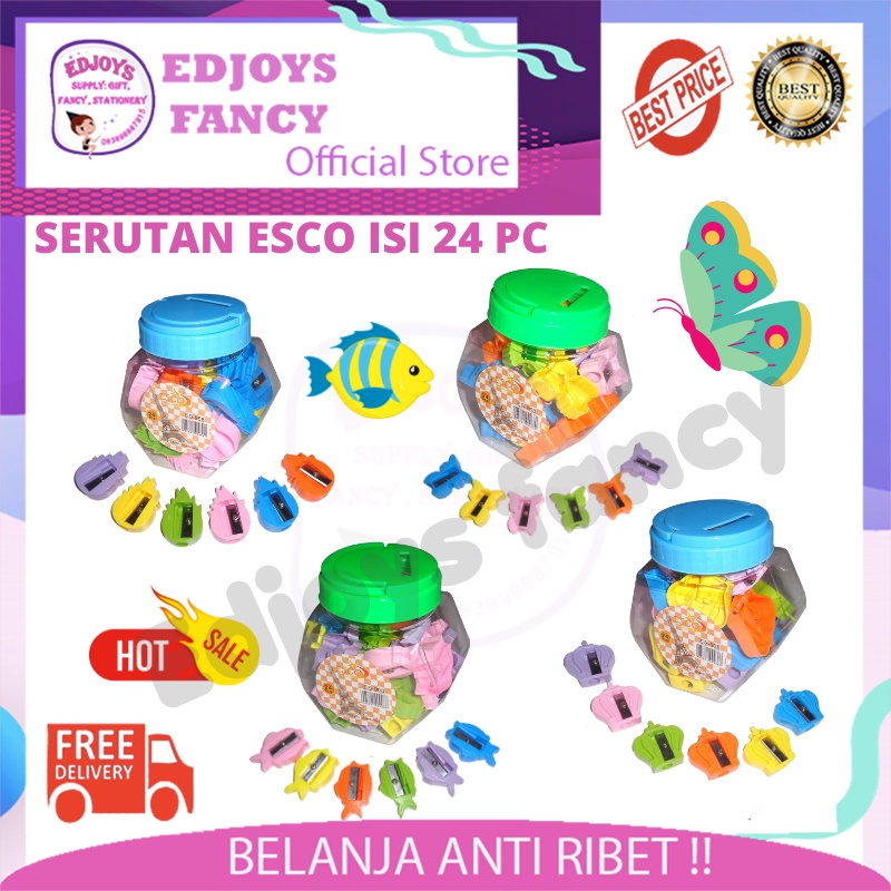 

Edjoys serutan kerikan rautan pensil toples murah 1 pak isi 24 pcs angsa gitar nanas ikan kupu-kupu 207 - 248