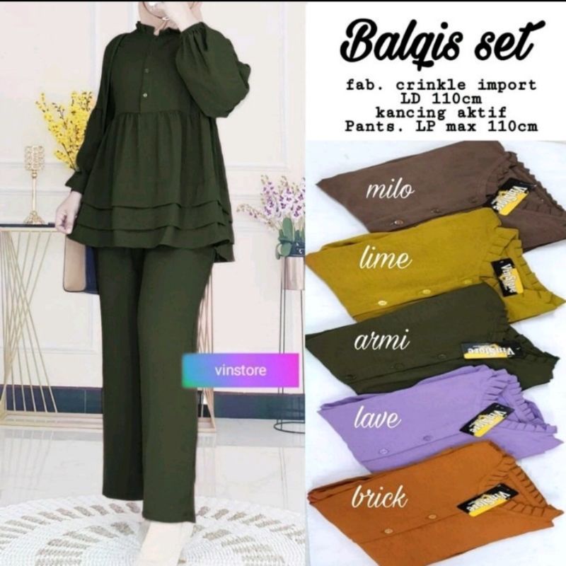 BALQIS SET//Stelan Allsize Model Umpak Cringkle Airflow