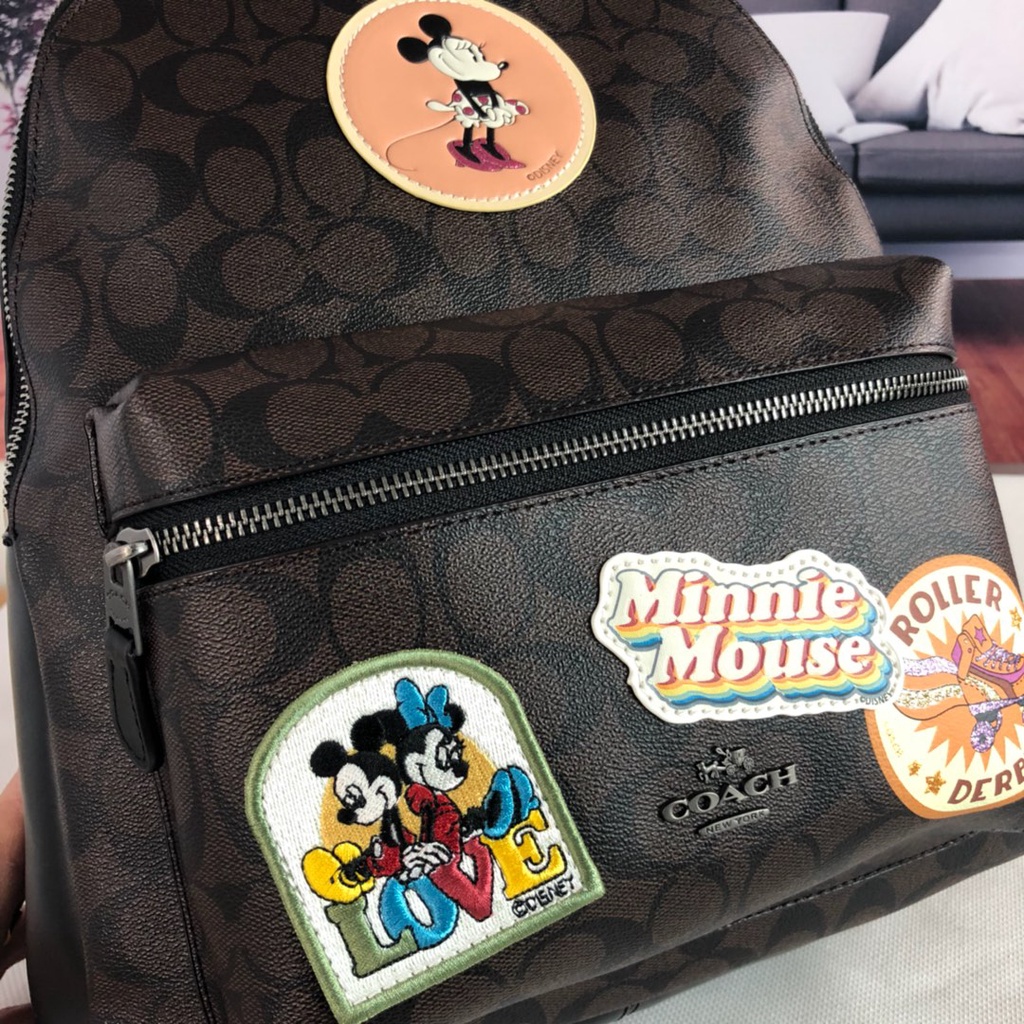 [Instant/Same Day]Coach 29355 Disney PVC patchwork backpack   beibao