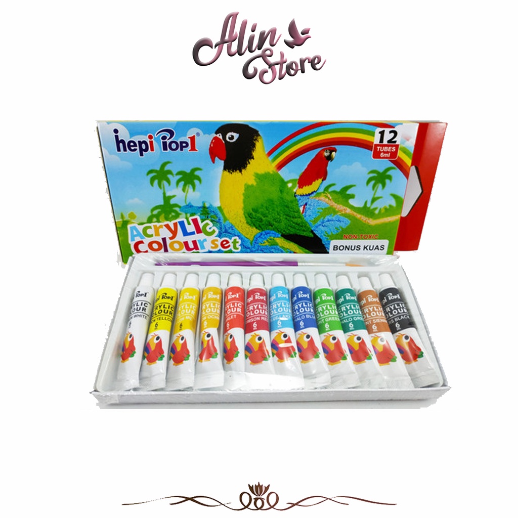 

Pop1 - Cat Acrylic / Cat Lukis / Cat Kanvas 12 Warna 6 Ml 1Set