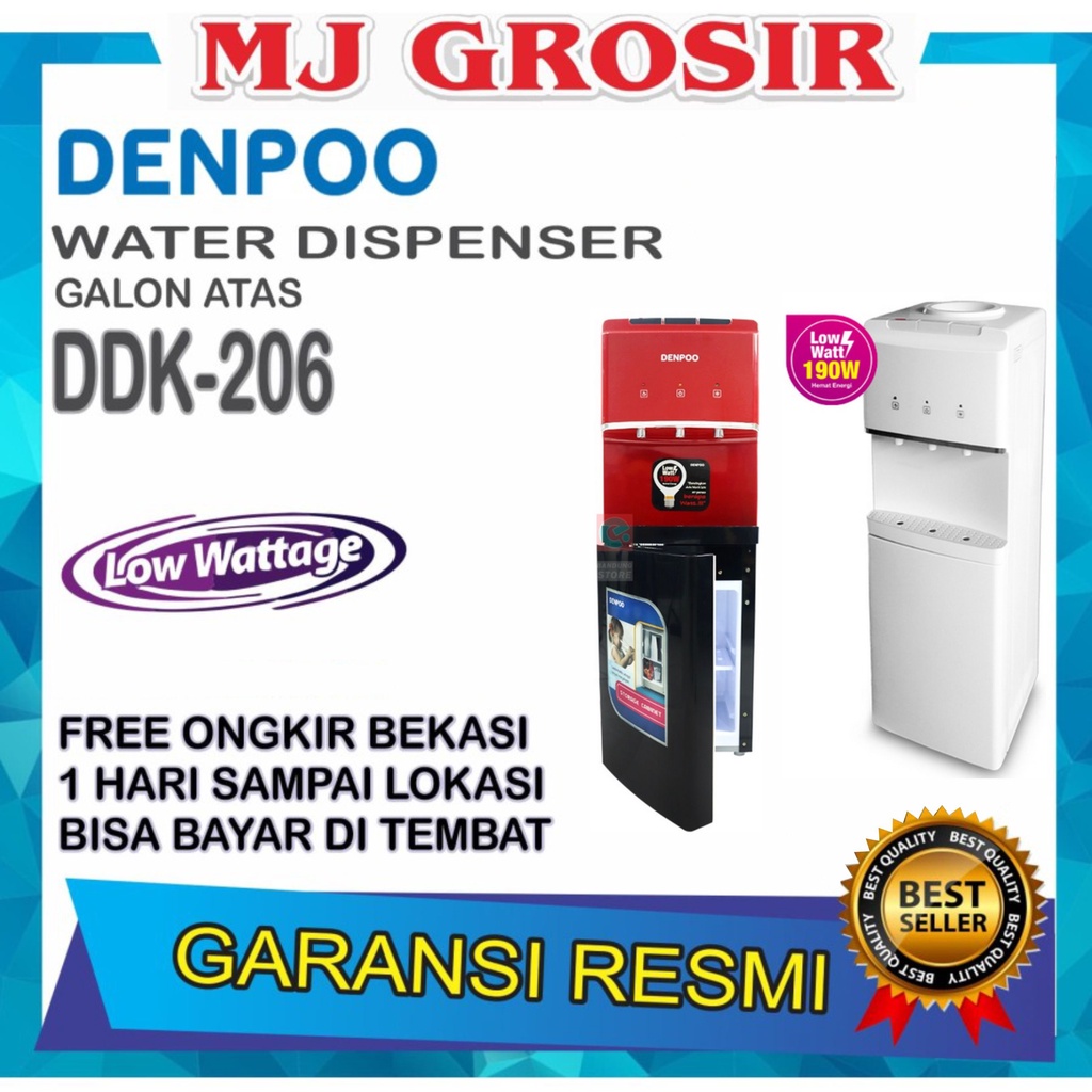 PROMO WATER DISPENSER DENPOO DDK 206 DDK206 HOT &amp; COOL NEW  KOMPRESSOR