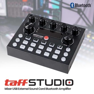 TaffSTUDIO Mixer USB External Sound Card Bluetooth Amplifier Live Broadcast Recording Special Effect - V8S - Black