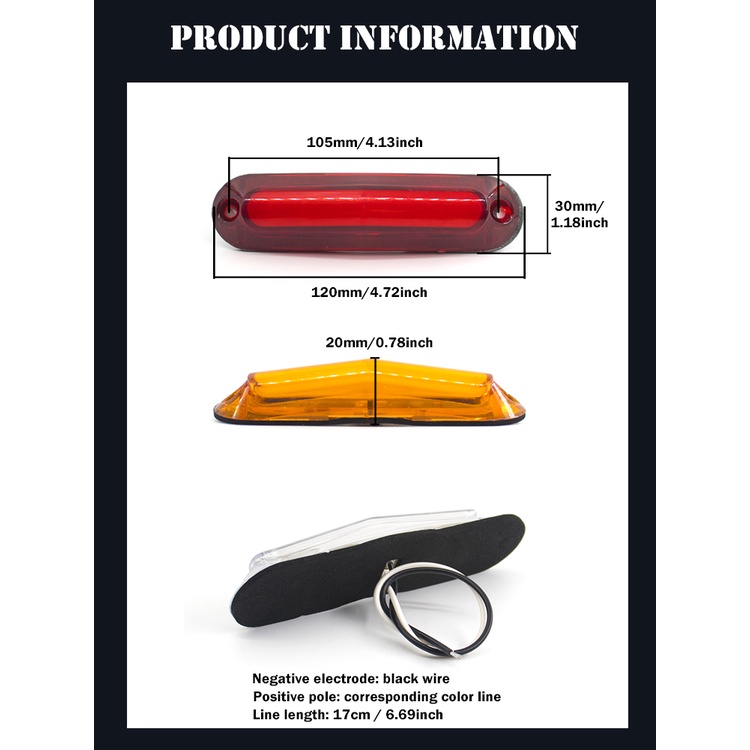 1pc Lampu LED 6smd 12v / 24V Untuk Indikator Peringatan Samping Truk / Trailer / Perahu