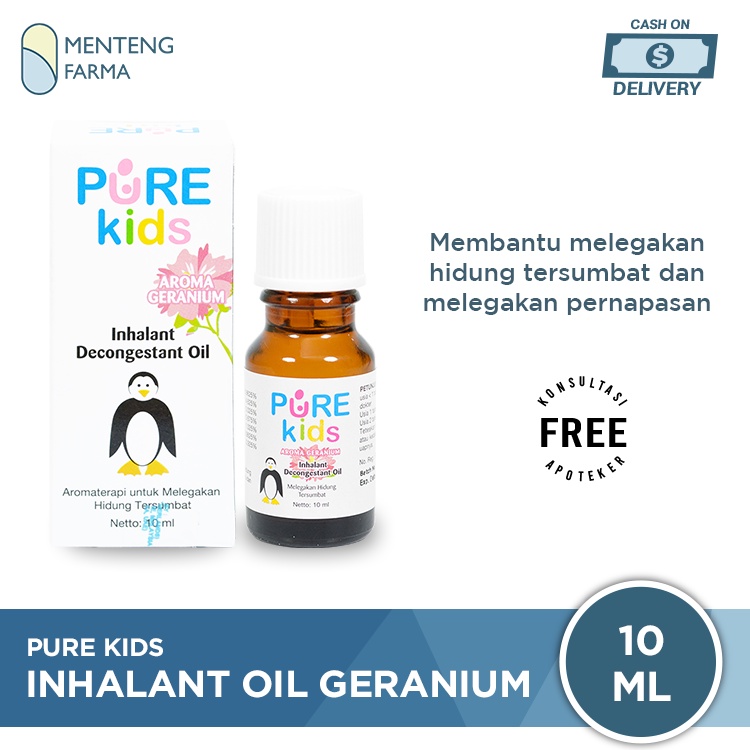Pure Kids Inhalant Decongestant Oil Geranium 10 mL - Pelega Pernafasan