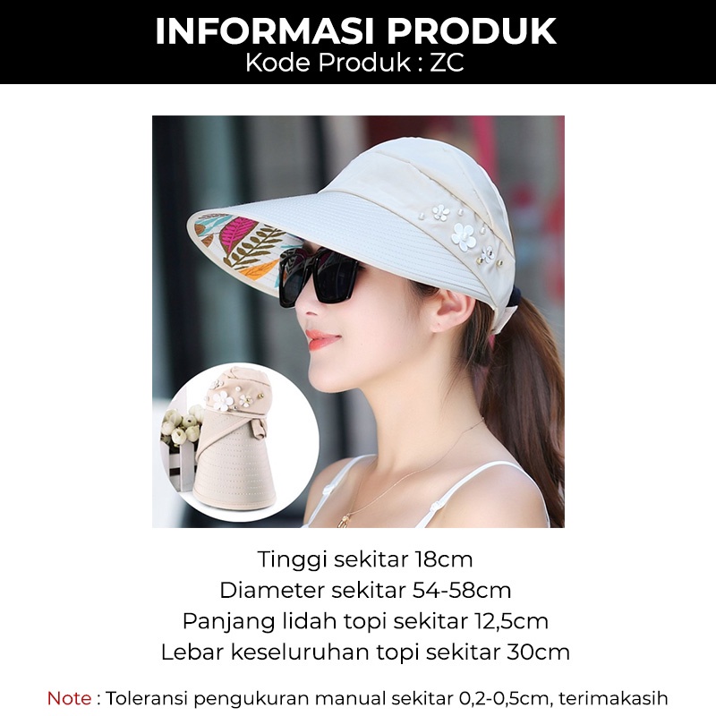 TOPI VISOR PANTAI OUTDOOR PELINDUNG ANTI UV MATAHARI TOPI LIPAT LEBAR WANITA PRIA IMPORT ZIO ZC