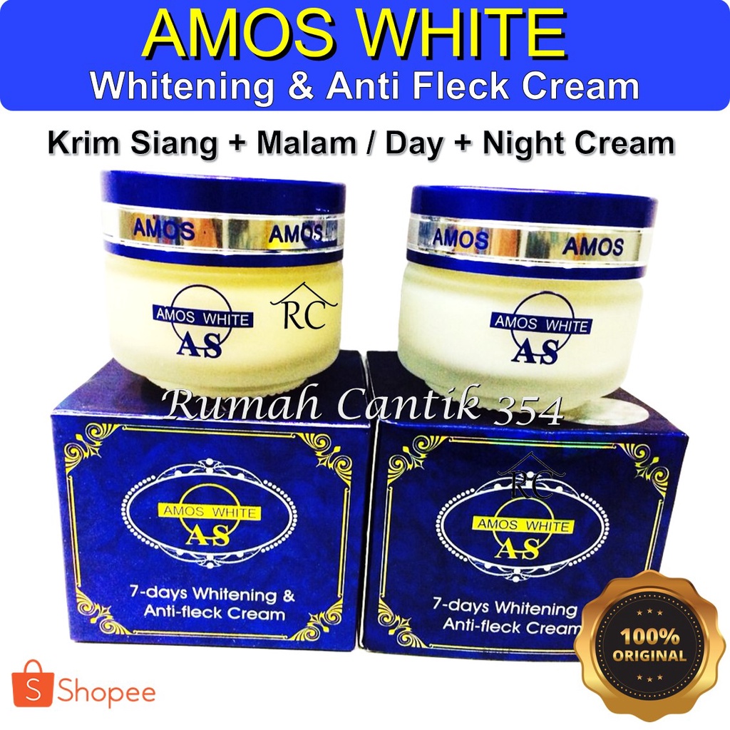 Amos White Day + Night Cream / Krim Siang Malam Rumah Cantik 354 Amos White Perawatan Pelembab Wajah Cream Malam Glowing Amos White ORIGINAL Asli Import