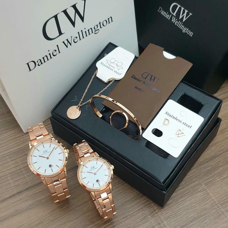 Viral Jam Tangan DW Pria dan Wanita Daniel Wellington Free Kalung Gelang Paper Bag Terlaris