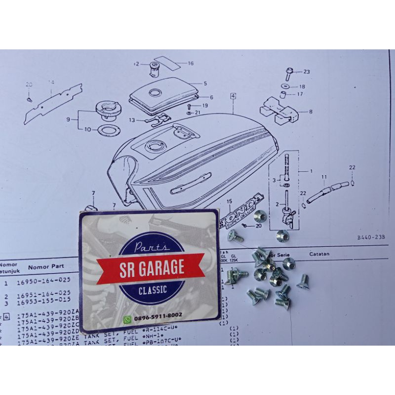 baut baud emblem tangki honda cb100 cb125 cs90 S90 z90 benly 110 gl100 gl pro dll