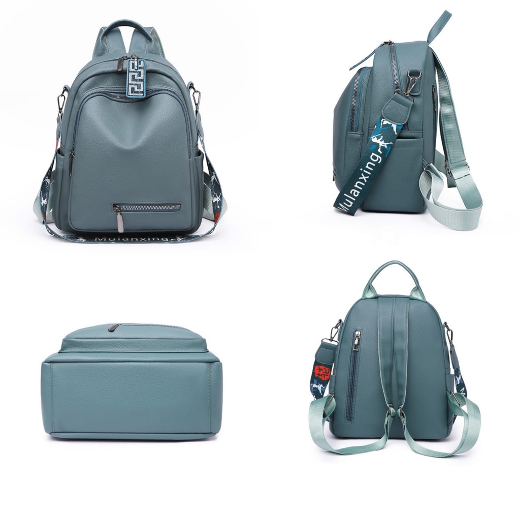 TAS RANSEL WANITA IMPORT KULIT BIRU SEFIDA BACKPACK CEWEK PREMIUM PUNGGUNG TA664B2 GENDONG FASHION SEKOLAH KERJA KULIAH MURAH KOREA REMAJA KEKINIAN BATAM BRANDED ORI