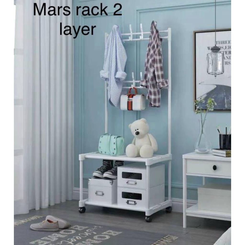 SIERRAHOME.. Mars Rack 2 layer rak gantung baju tas topi, serbaguna