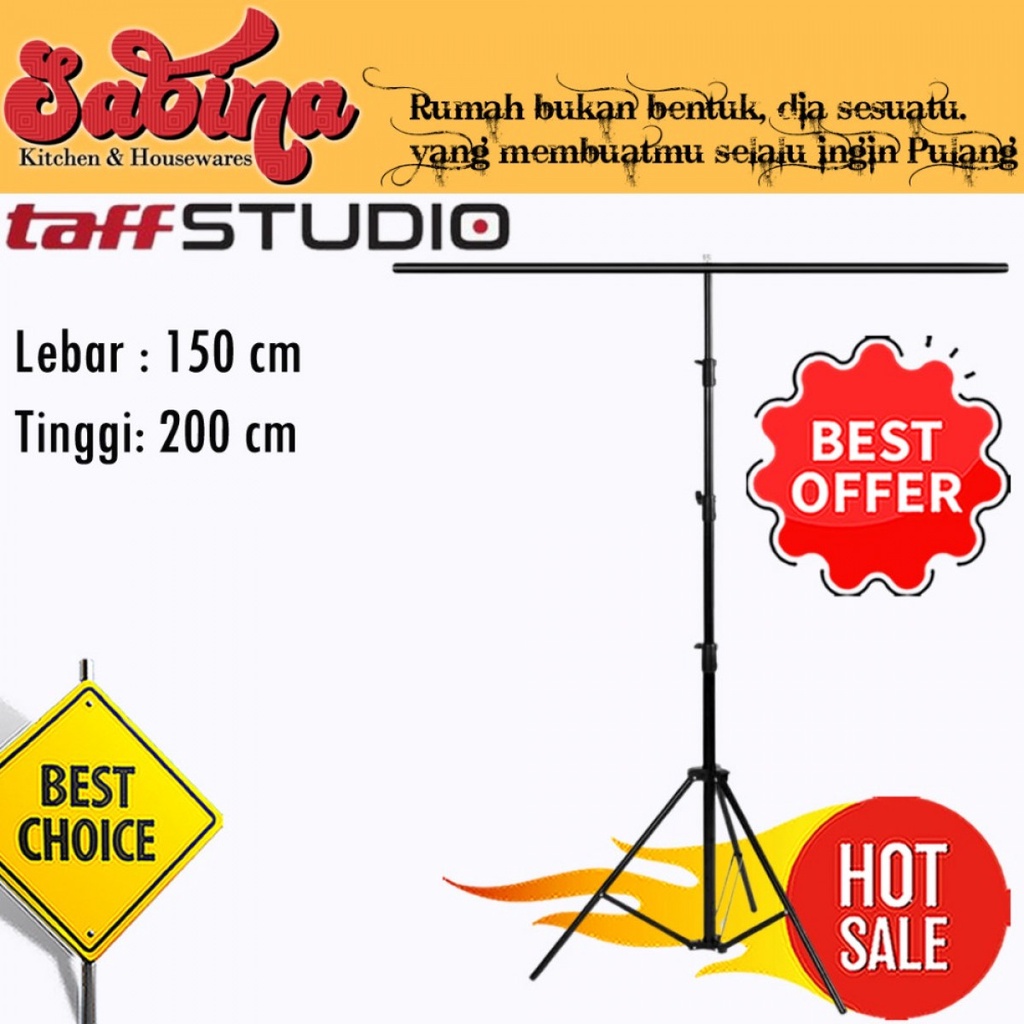 Tripod T Stand Backdrop Studio Foto Video 150x200cm with 4 Clamp