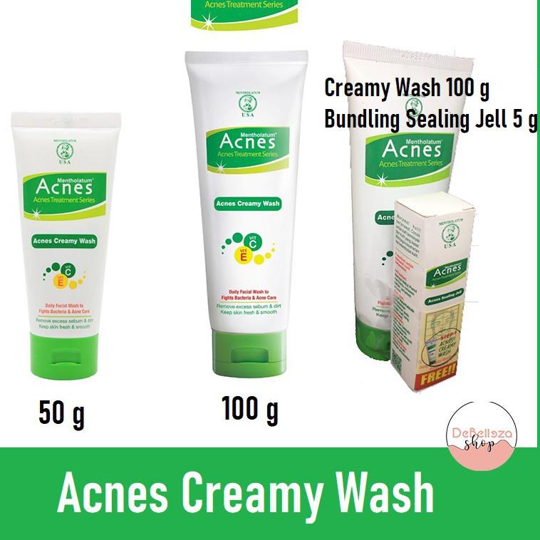 Tren Baru--ACNES Creamy Wash 50g | 100g | free bundling Sealing Jell 5g