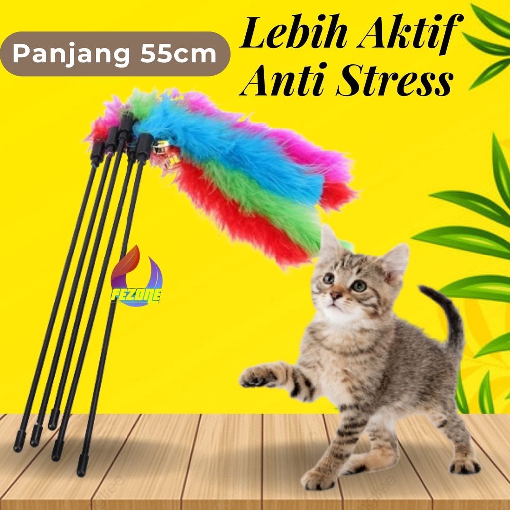 Cat Toys Teaser - Mainan Kucing Stick Teaser Stik Kucing Anjing Bulu Turki FEZONE