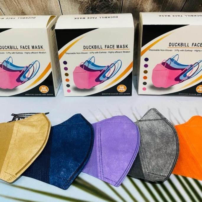 masker duckbill facemask ada warna coklat , navy , abu , orange , ungu 25-techa-bisnis1406 Ayo Order