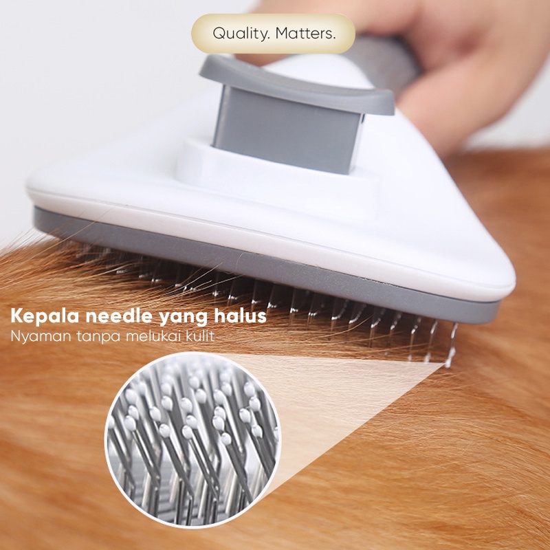 Sisir Kucing Anjing Tombol Otomatis Pembersih Pengangkat Bulu Mati Rontok Panjang Pendek Sikat Kelinci Alat Grooming Murah Pet Brush Hair Rambut for Cat Dog Puppy Anak Kitten Aksesoris Murah Comb