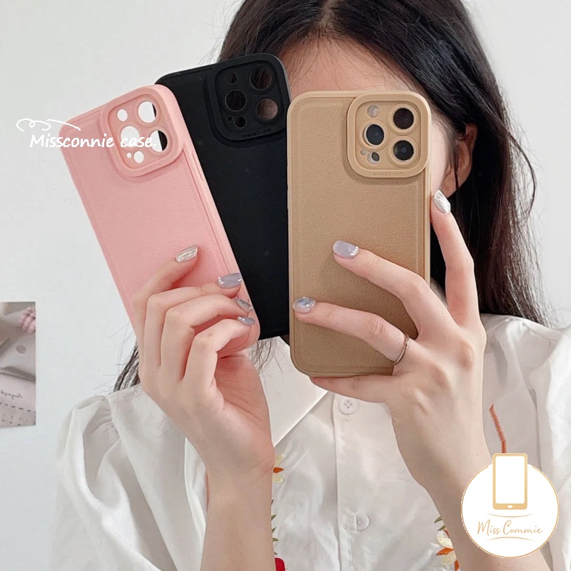 Soft Case Bahan Kulit Imitasi Matte Untuk iPhone 11 Pro MAX 7Plus 8Plus XR 12 13 14 Pro MAX X XS MAX SE 2020