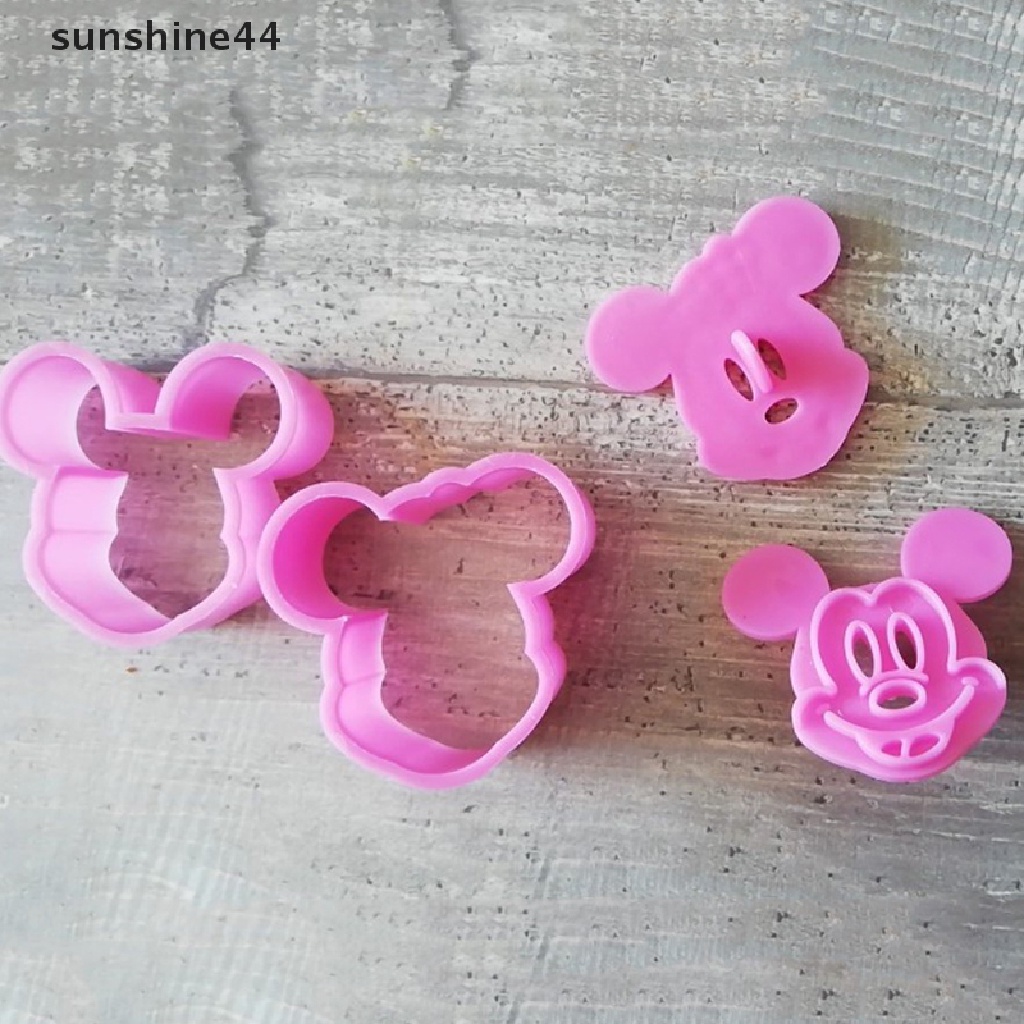 Sunshine 2pcs / set Cetakan Pemotong Kue / Biskuit Bentuk Kucing Bahan Plastik Food Grade