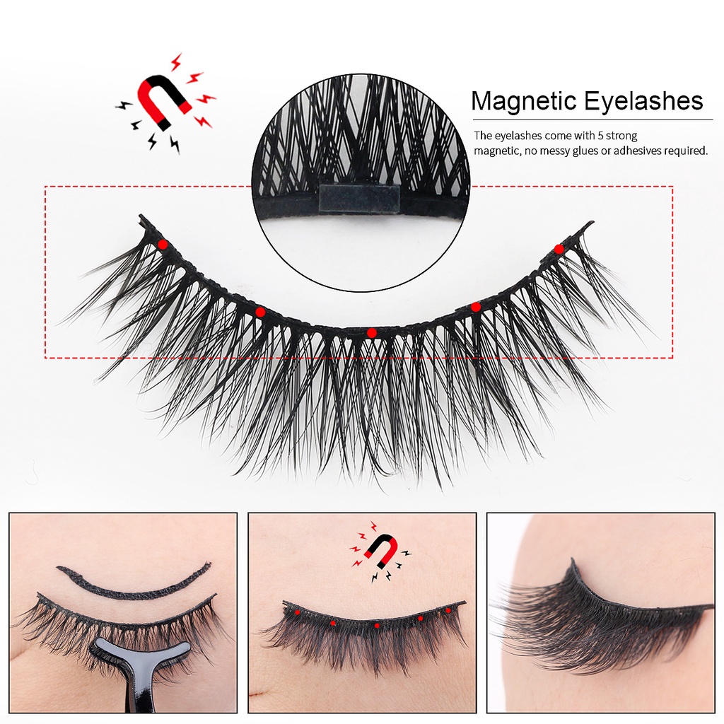 MAGEFY 5 Pasang Bulu Mata Magnetic Natural / Bulumata Palsu Magnet / 3D Magnetic Eyelash Extension Reusable Dengan Tampilan Alami Tidak Perlu Lem Yang Diperlukan Set 7110